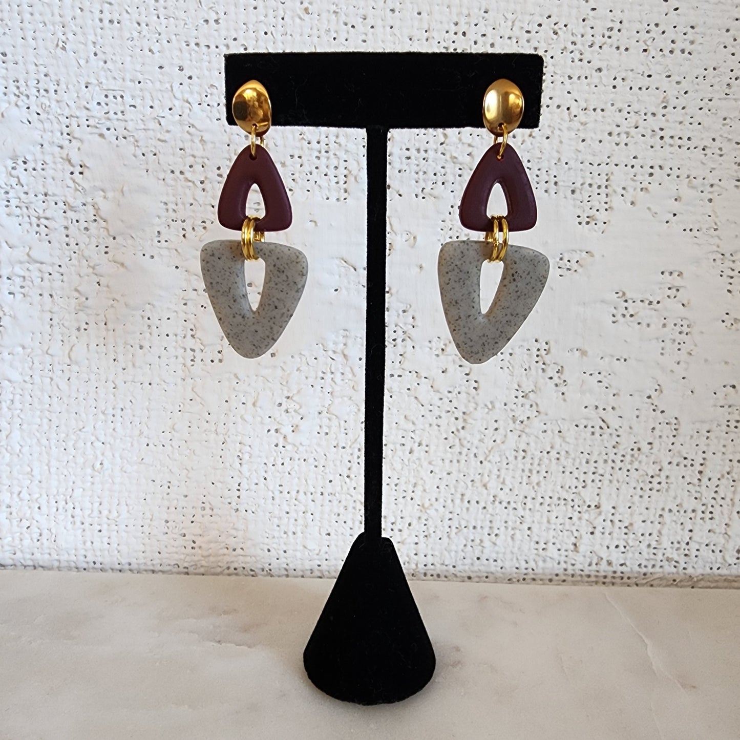 Crimson Stone” Polymer Clay Earrings