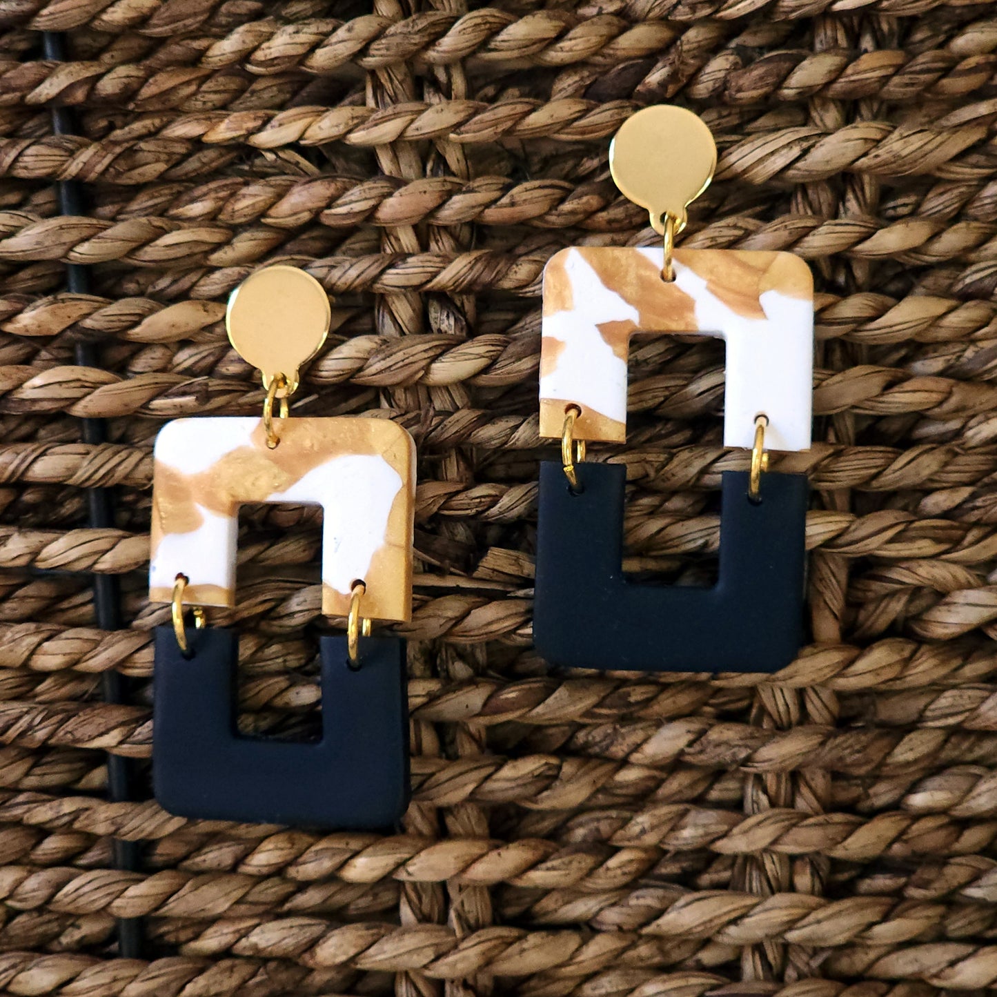 “Midnight Marble” Polymer Clay Earrings