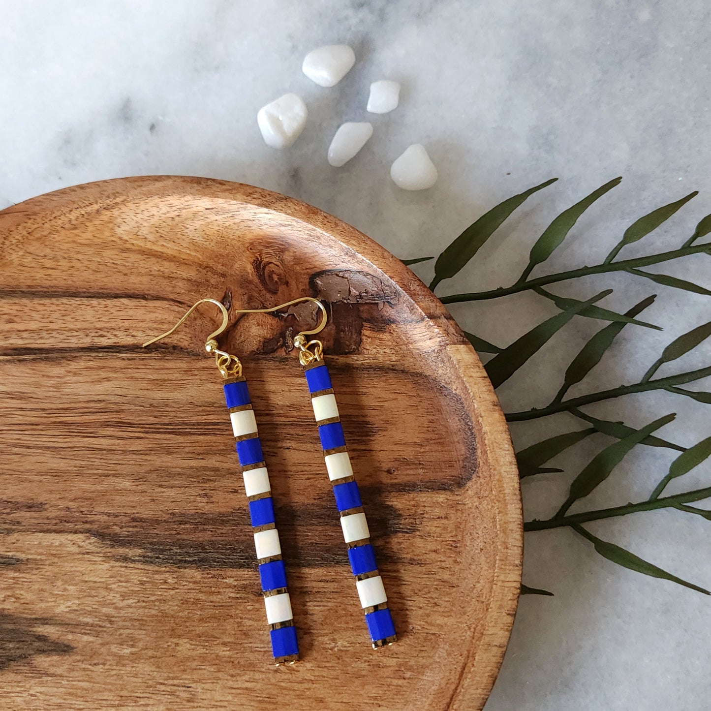 Royal Stripes” Glass Bead Earrings