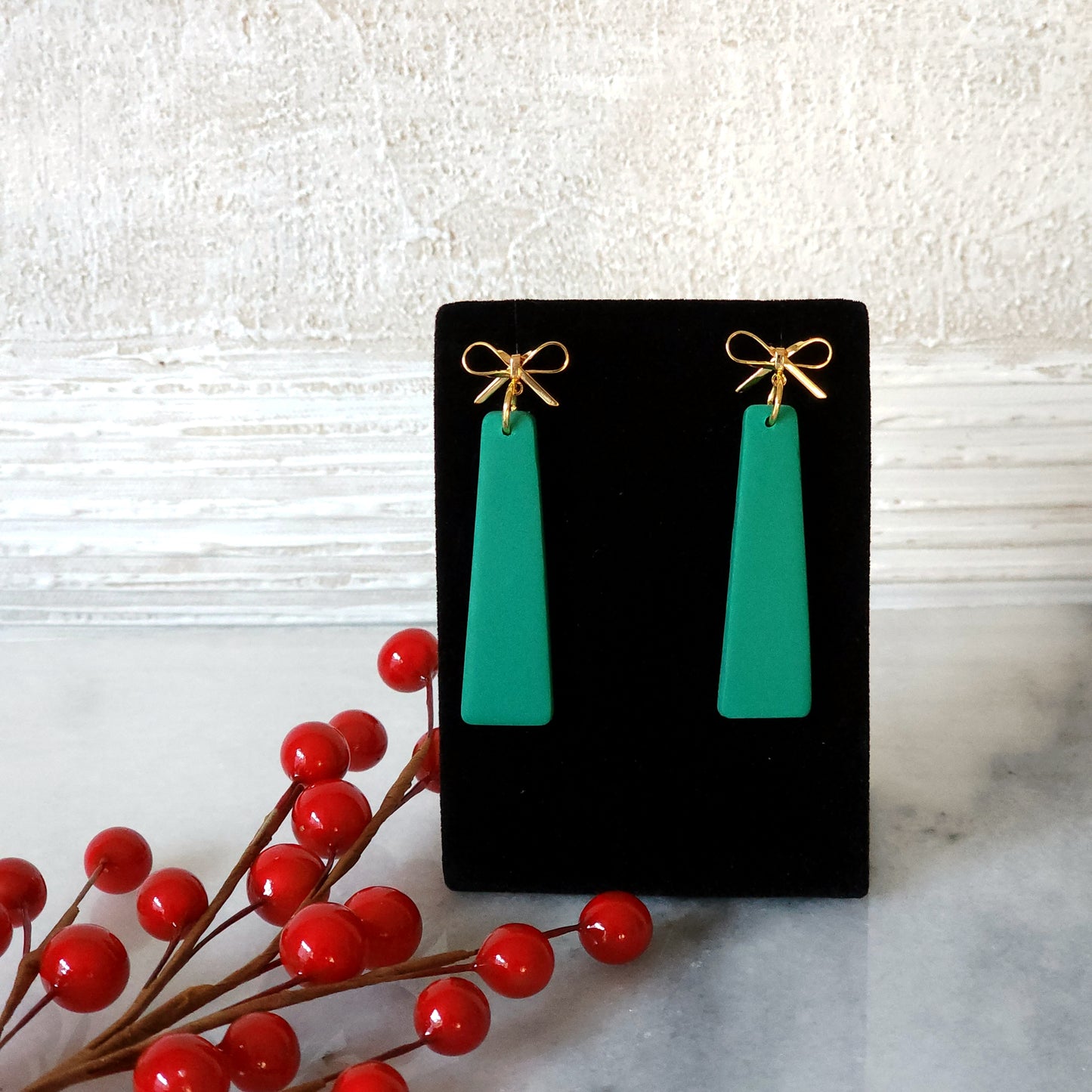 Jade Green Trapezoid Dangle Earrings