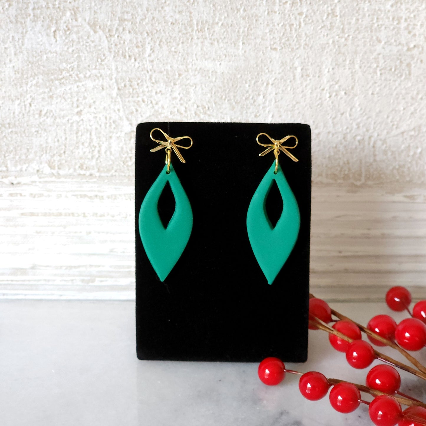Jade Green Marquise Dangle Earrings