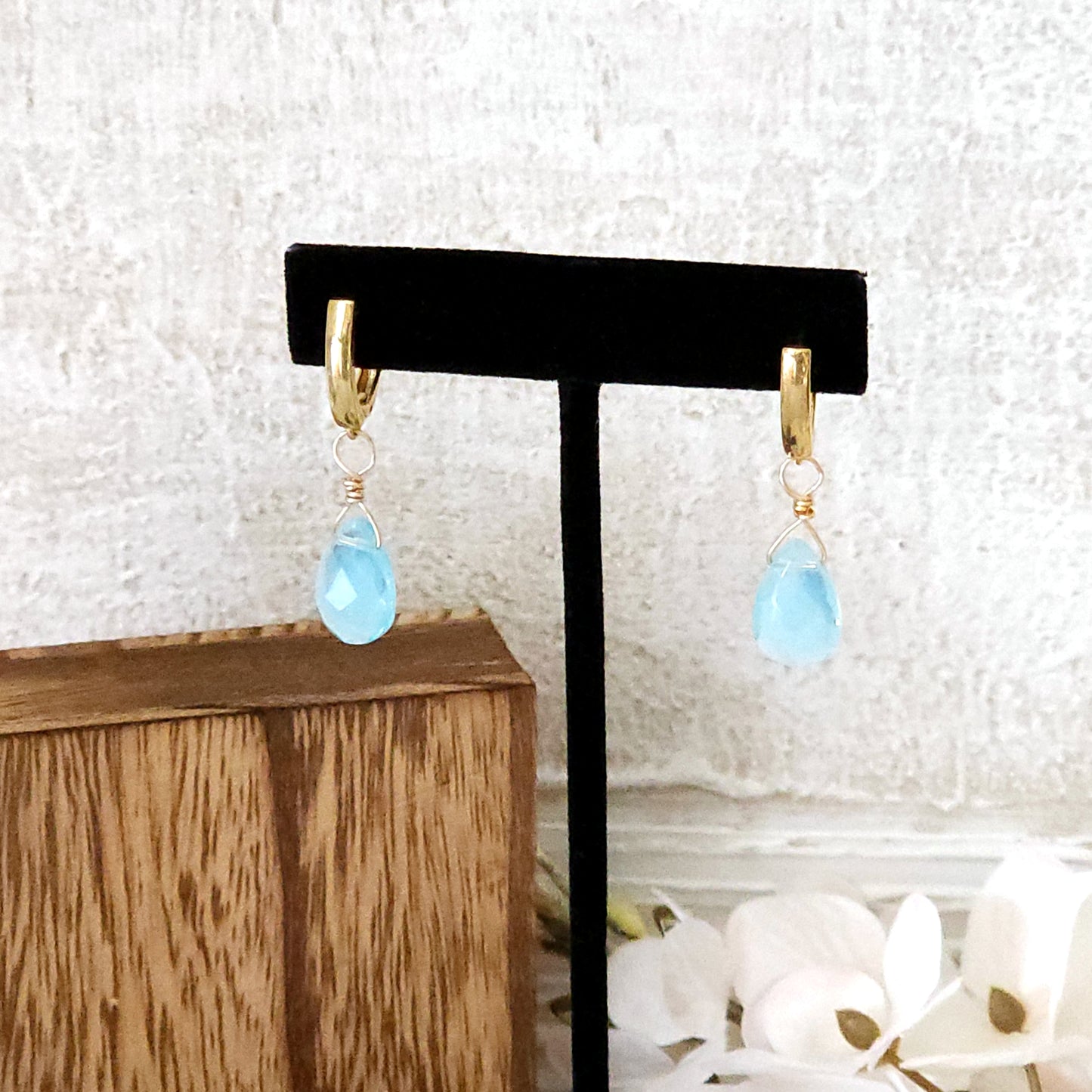 Aqua Blue Teardrop Earrings