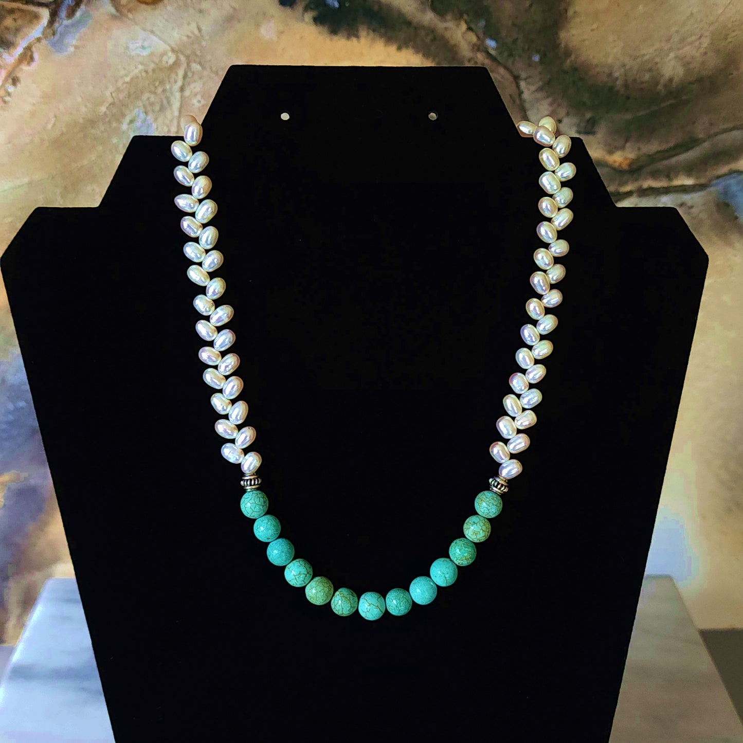 Sea Grace” Pearl & Turquoise Necklace