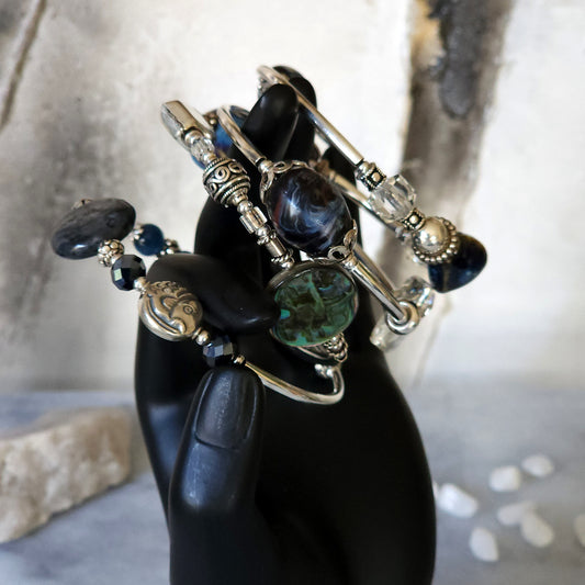 Midnight Waves” Memory Wire Bracelet