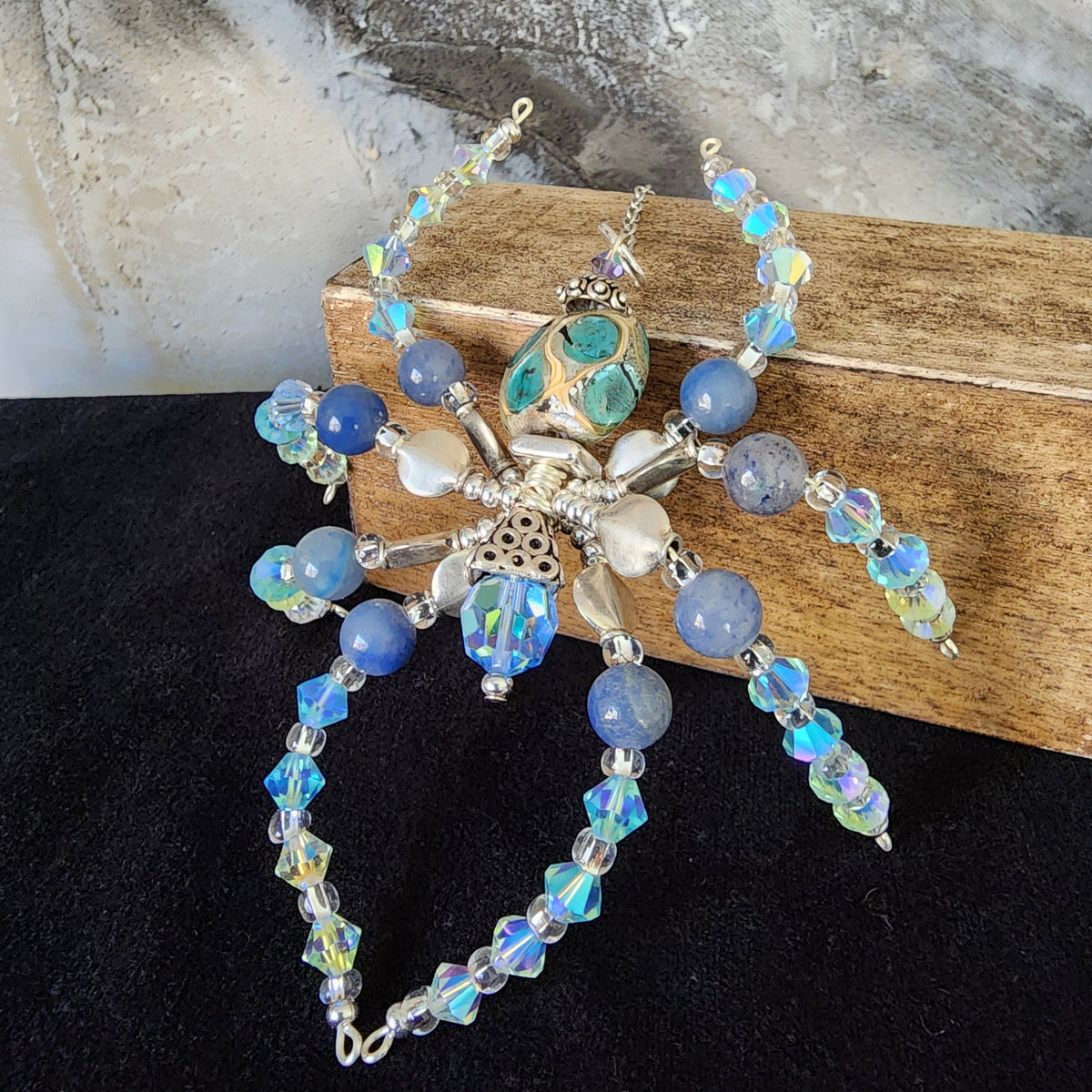 Spider Light Blue Rhinestone Beaded Spider Ornament - Blue Moon Twinkle | Swarovski Crystal – DDdesigns