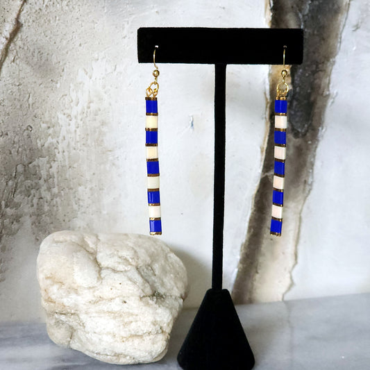Royal Stripes” Glass Bead Earrings