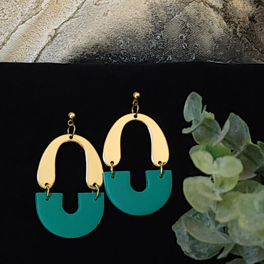 "Emerald Arc” Polymer Clay Earrings
