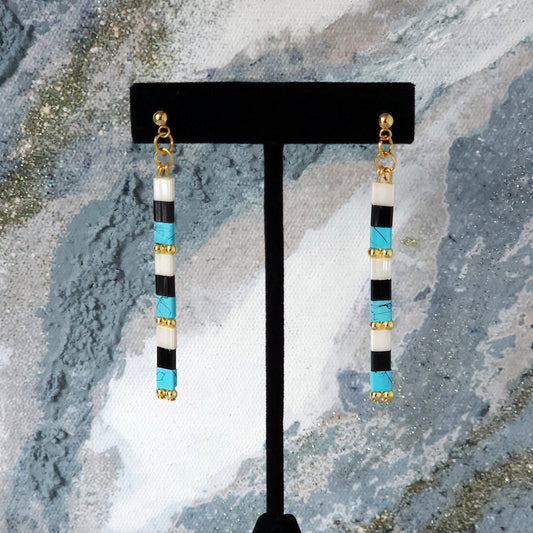 Turquoise, Black & White Dangle Earrings