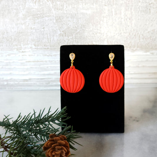 Red Ornament Dangle Earrings
