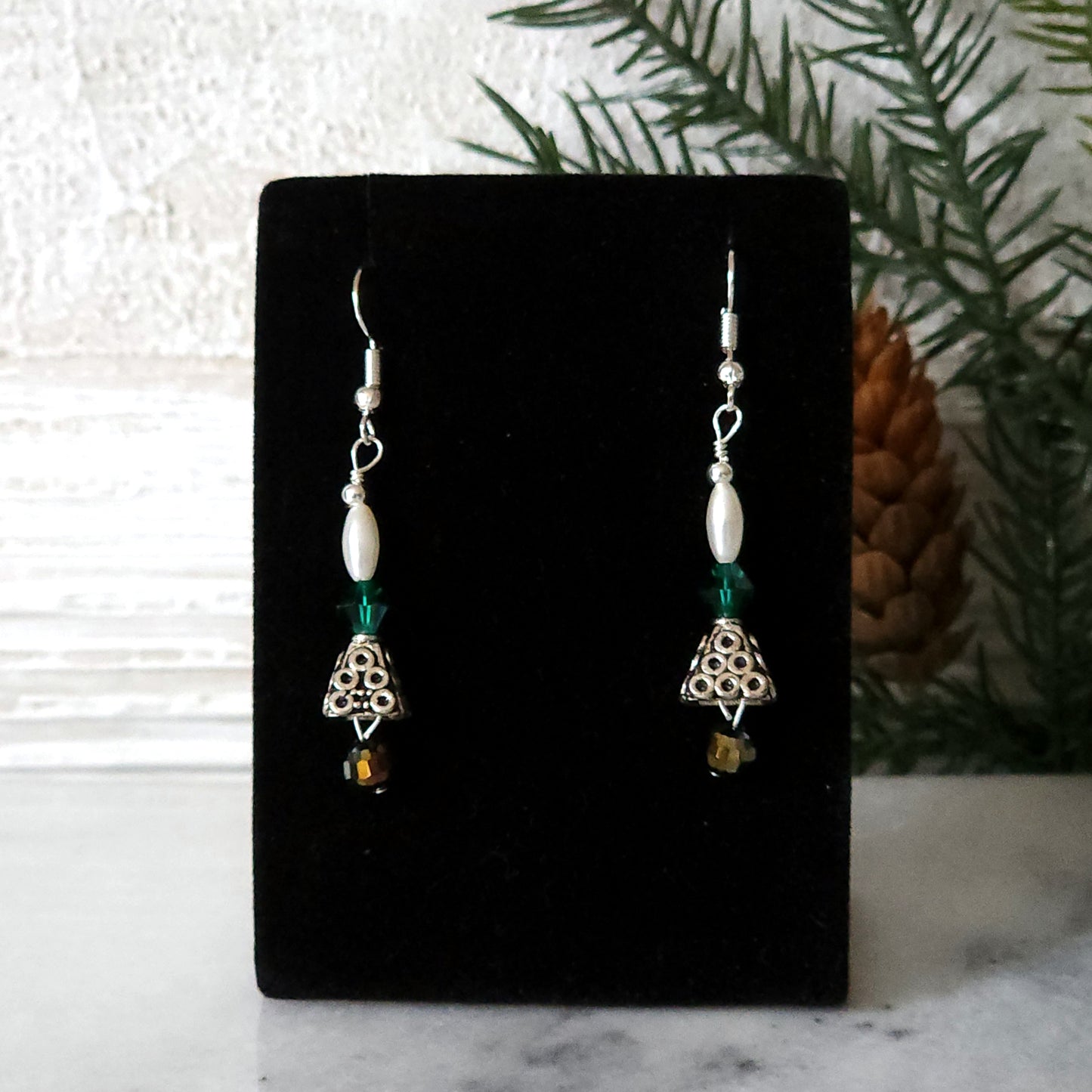 Holiday Pearl and Crystal Earrings