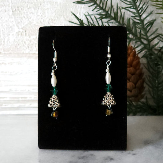 Holiday Pearl and Crystal Earrings