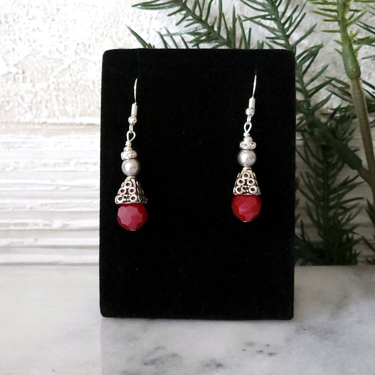 Red and Silver Holiday Earrings