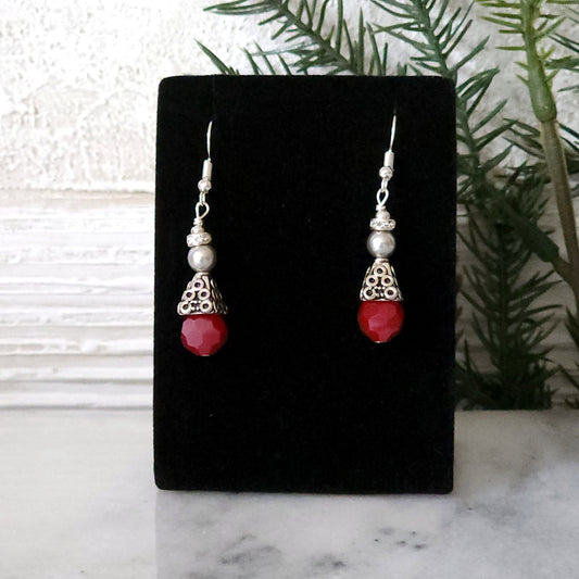 Red and Silver Holiday Earrings