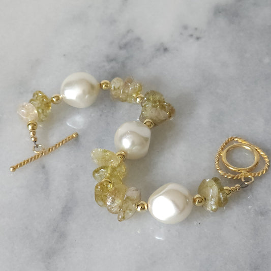 Citrine Quartz and Pearl Bracelet