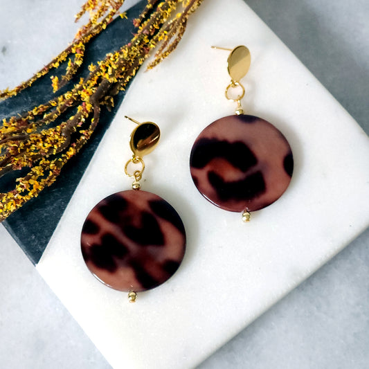 Tortoiseshell Disc Earrings