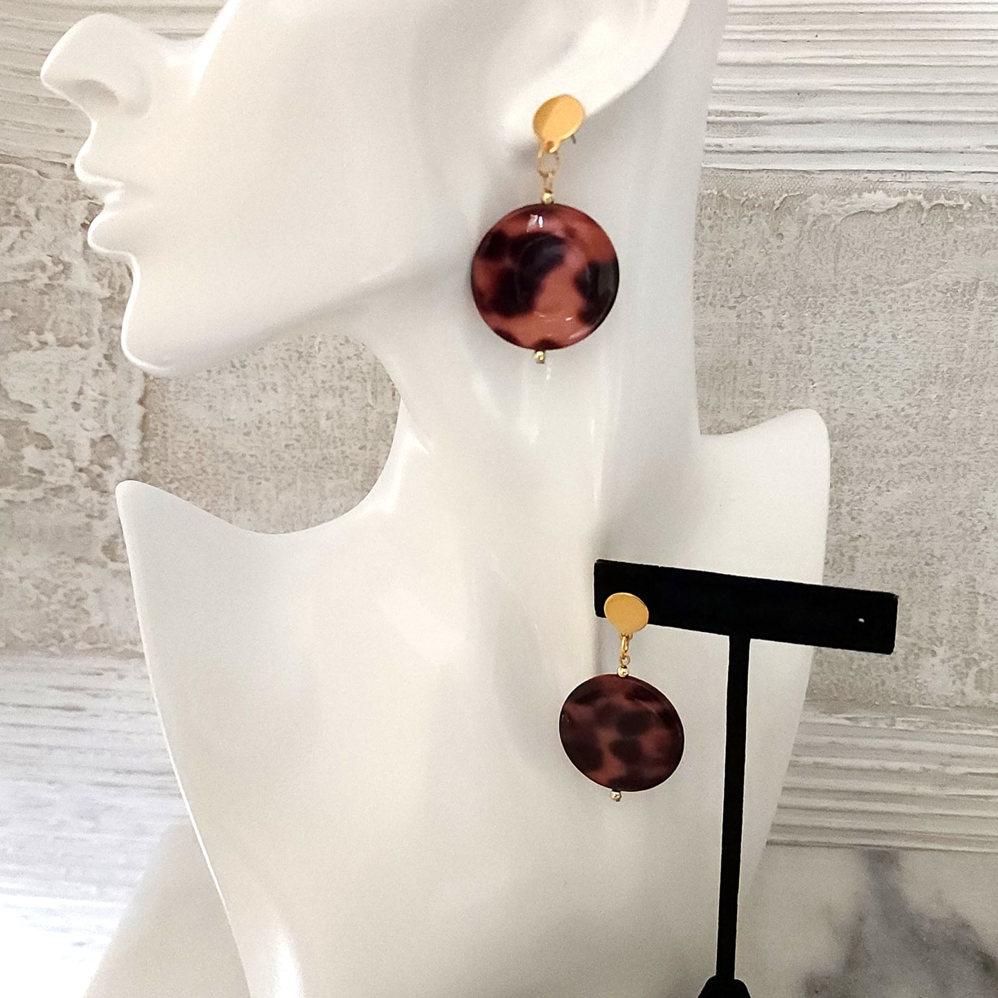 Tortoiseshell Disc Earrings