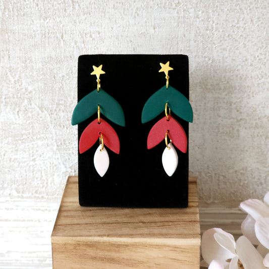 Holiday Star Layered Leaf Earrings